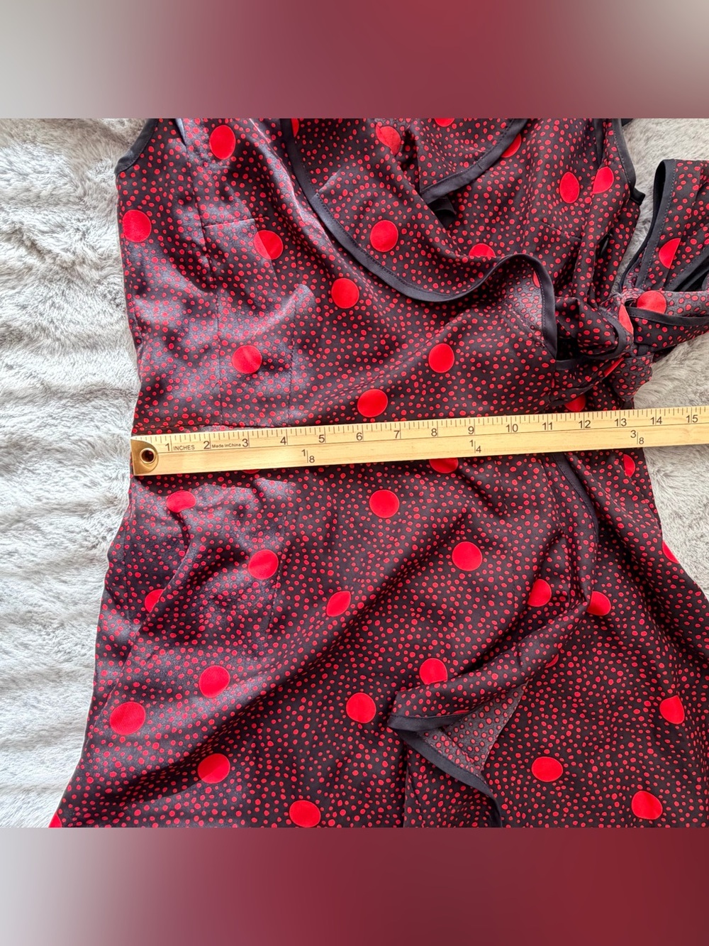 Hi There from Karen Walker Red Polka Dot Ruffle Wrap Dress Size 4 - Picture 6 of 10